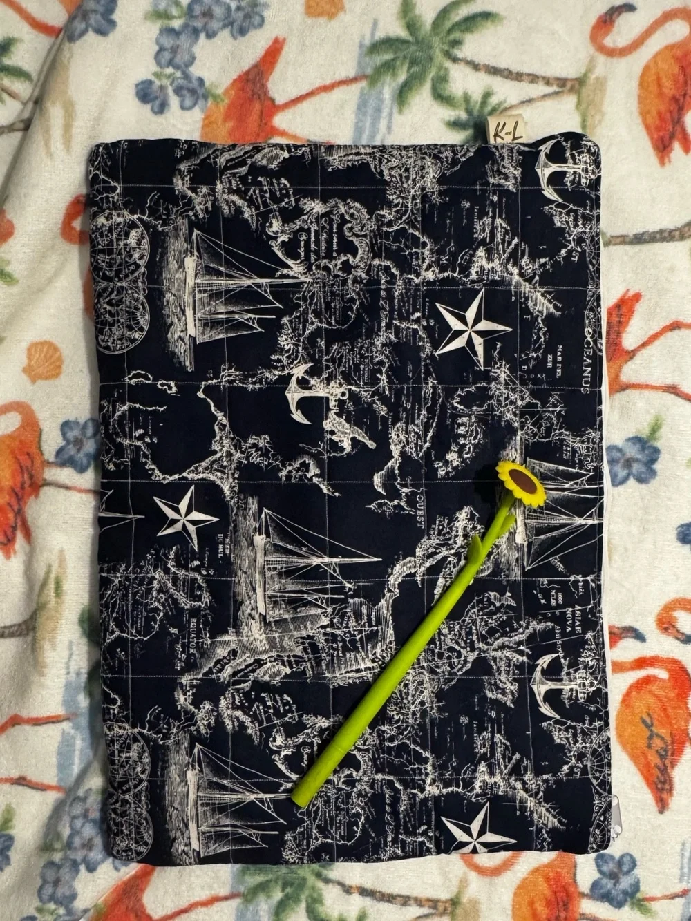 Nautical Black & White Quilted laptop Sleeve
